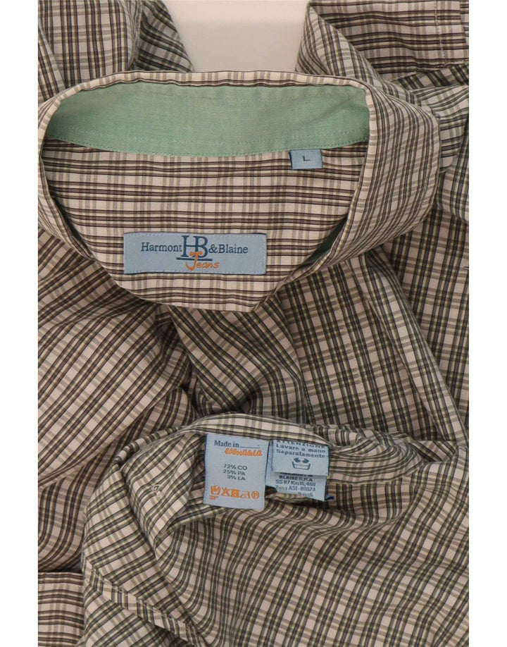Camicia da uomo Harmont & Blaine in cotone a quadri verdi grandi