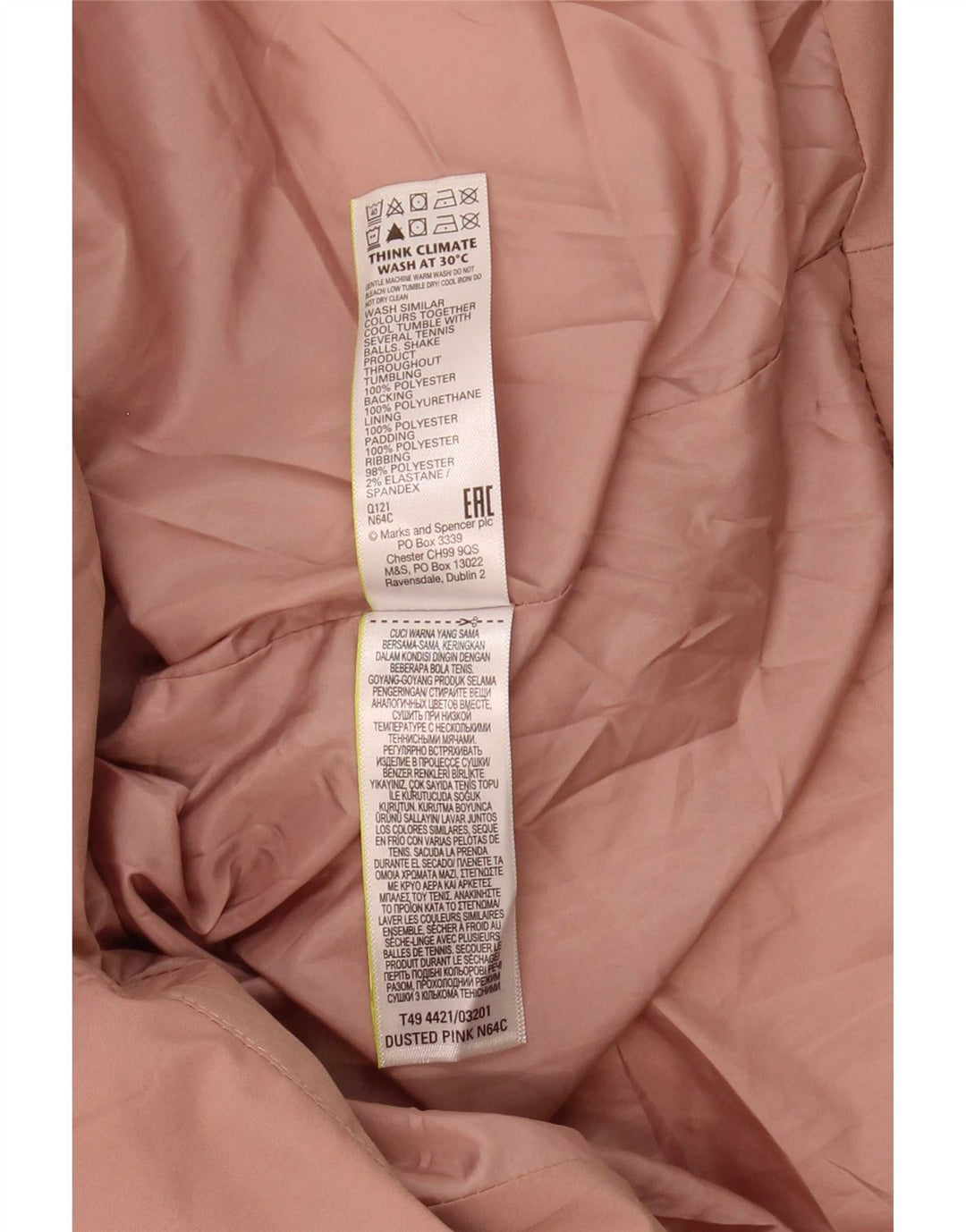 Cappotto imbottito oversize con cappuccio da donna Marks & Spencer UK 18 XL poliestere rosa