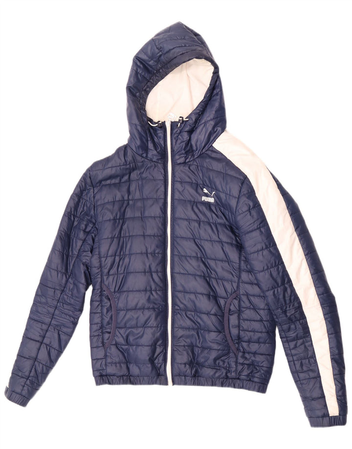 Giacca imbottita con cappuccio da uomo Puma UK 36 Small Blu Colourblock Poliestere