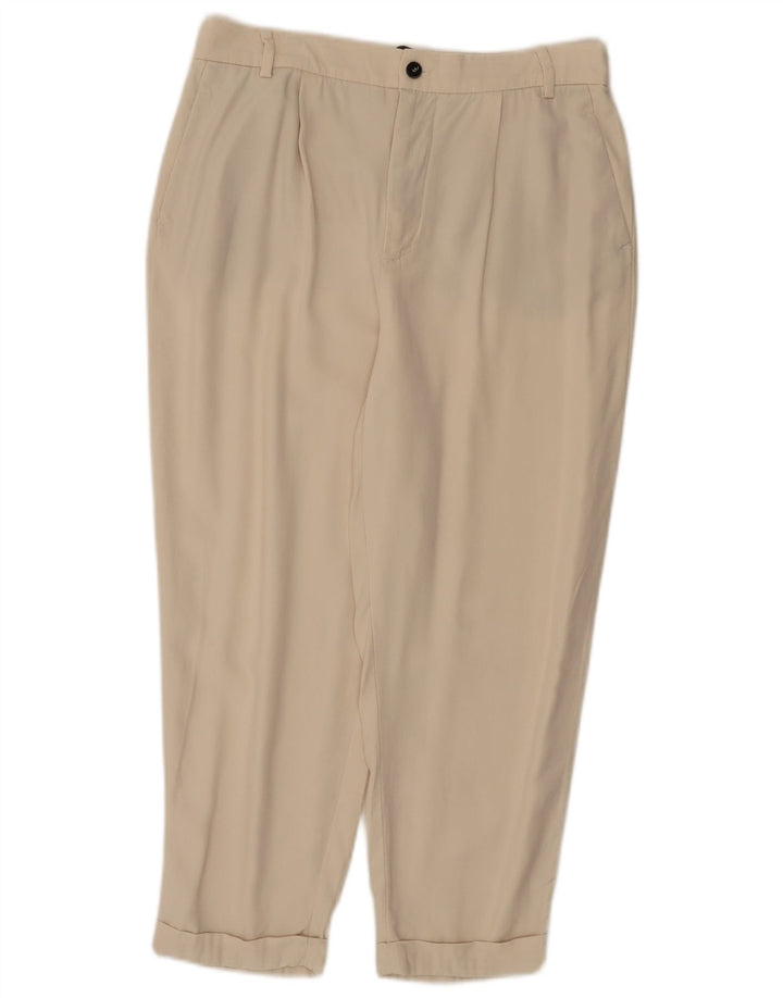 Pantaloni Capri con pegging da donna ZARA medi W28 L22 Lyocell beige