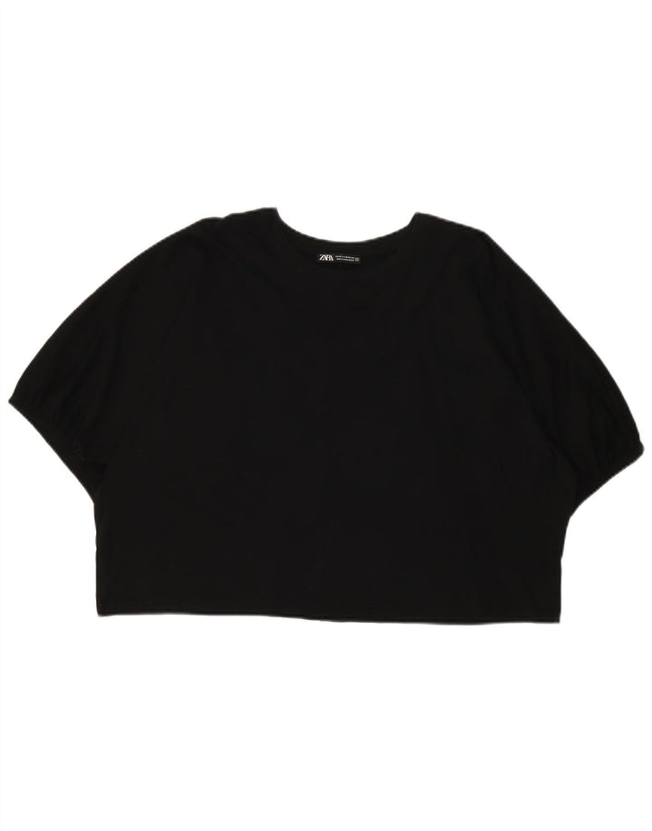 T-shirt corta oversize da donna Zara UK 14 media nera