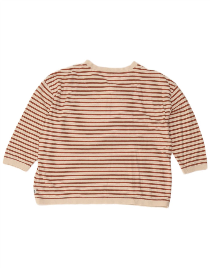 Top da donna Fat Face manica 3/4 UK 16 cotone a righe grandi bianche
