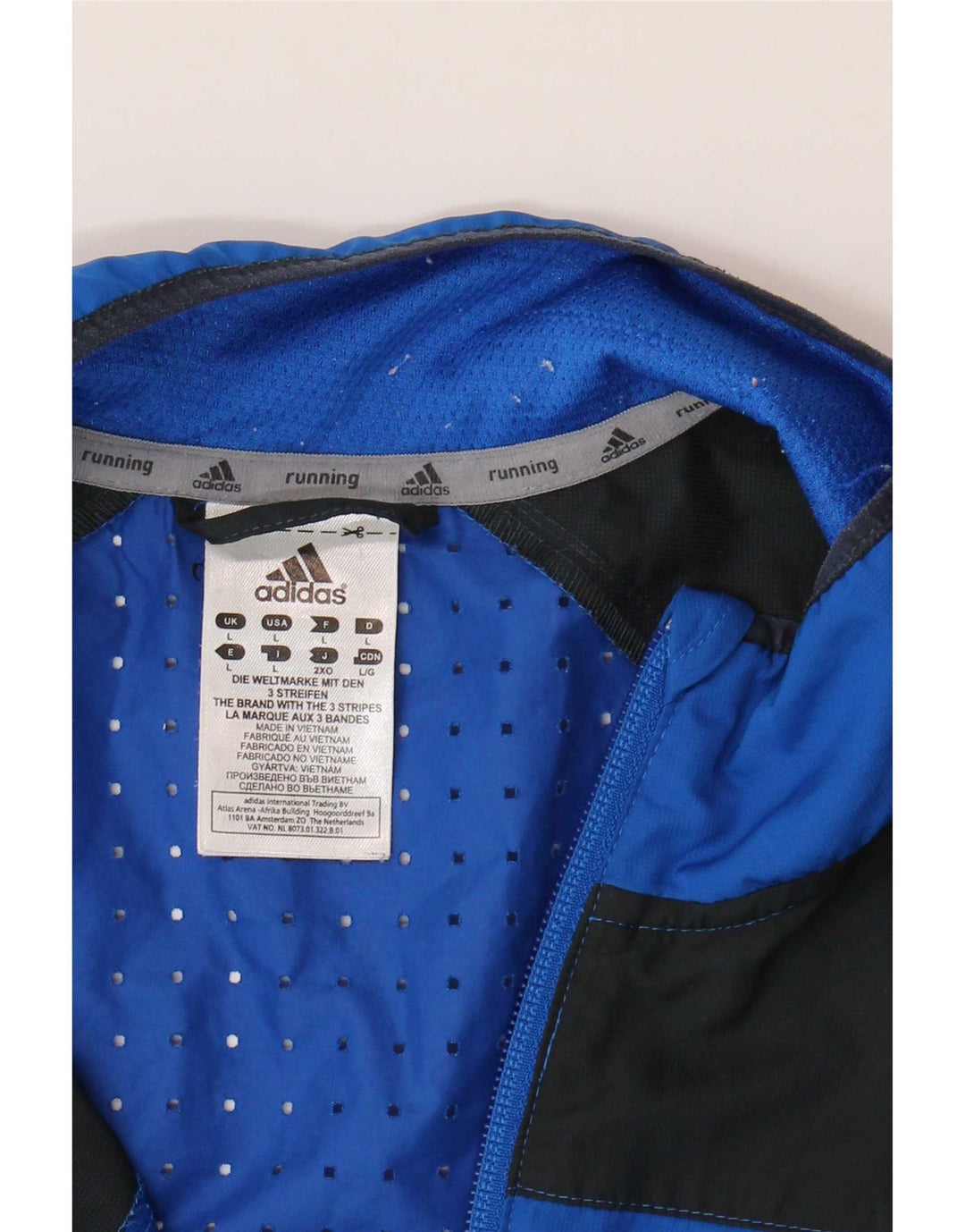Giacca da ginnastica da uomo Adidas, giacca grande, in poliestere color block blu