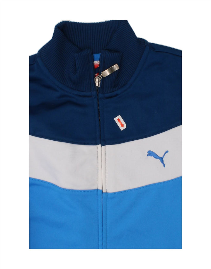 PUMA Boys Tracksuit Top Jacket 11-12 Years Blue Colourblock Polyester Vintage Puma and Second-Hand Puma from Messina Hembry 
