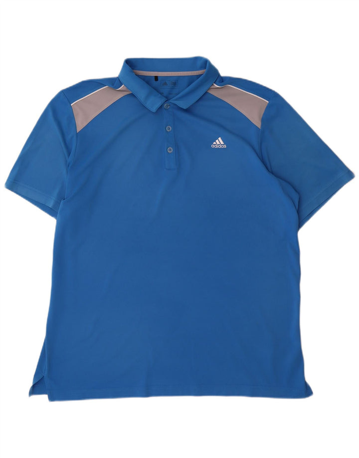 Polo Adidas da uomo grande in poliestere color block blu