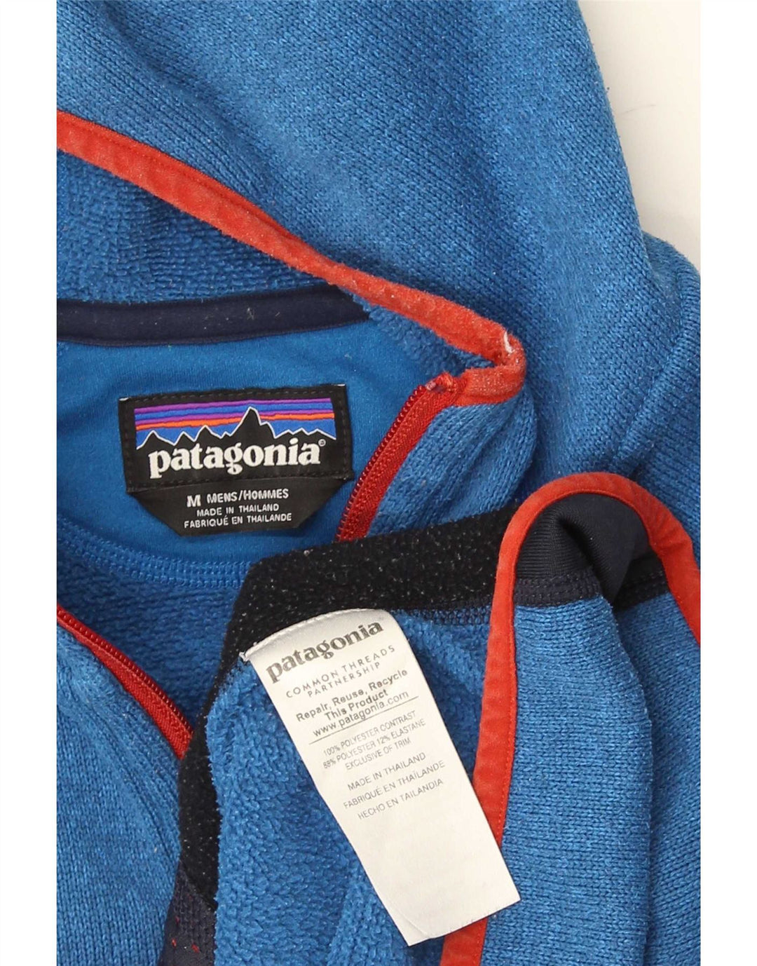Patagonia Felpa con cappuccio e zip da uomo in poliestere color block blu medio