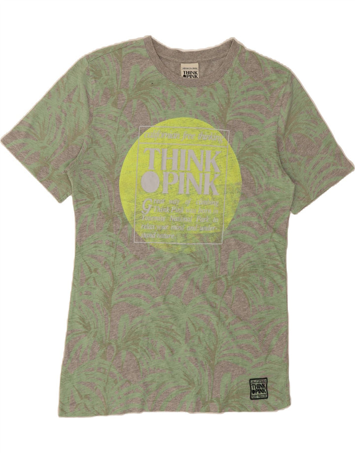 THINK PINK Mens Graphic T-Shirt Top Medium Grey Cotton Vintage Think Pink and Second-Hand Think Pink from Messina Hembry 