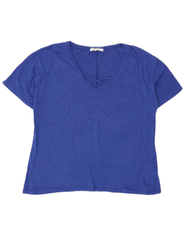 T-shirt oversize Zara Trafaluc da donna, taglia UK 10, piccola, in cotone blu
