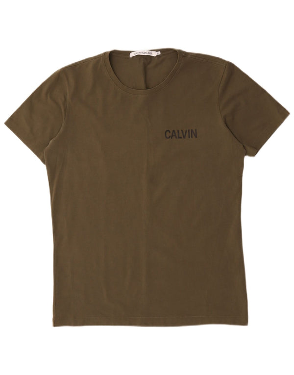 Maglietta da uomo Calvin Klein Jeans Top XL in cotone kaki