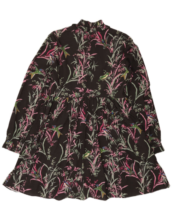 Abito a strati a maniche lunghe da donna Ted Baker taglia 1 XS nero floreale bohémien