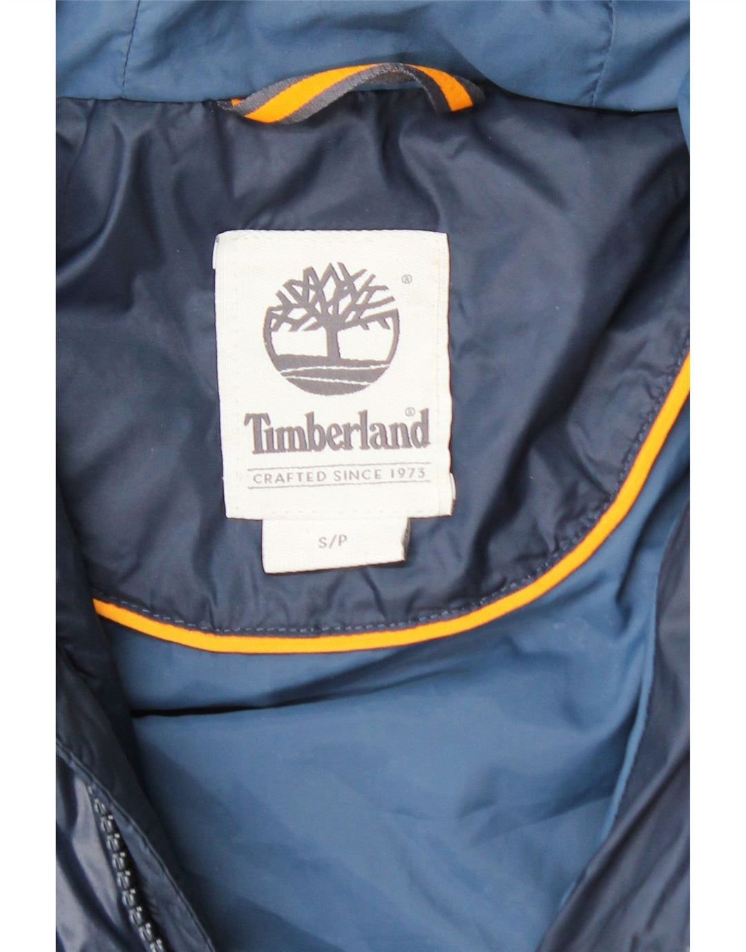 Giacca imbottita con cappuccio da uomo TIMBERLAND UK 36 piccola in nylon blu navy