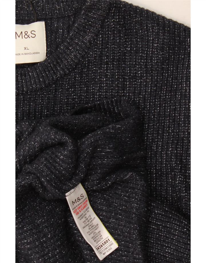 Maglione maglione girocollo da uomo Marks & Spencer XL blu navy screziato