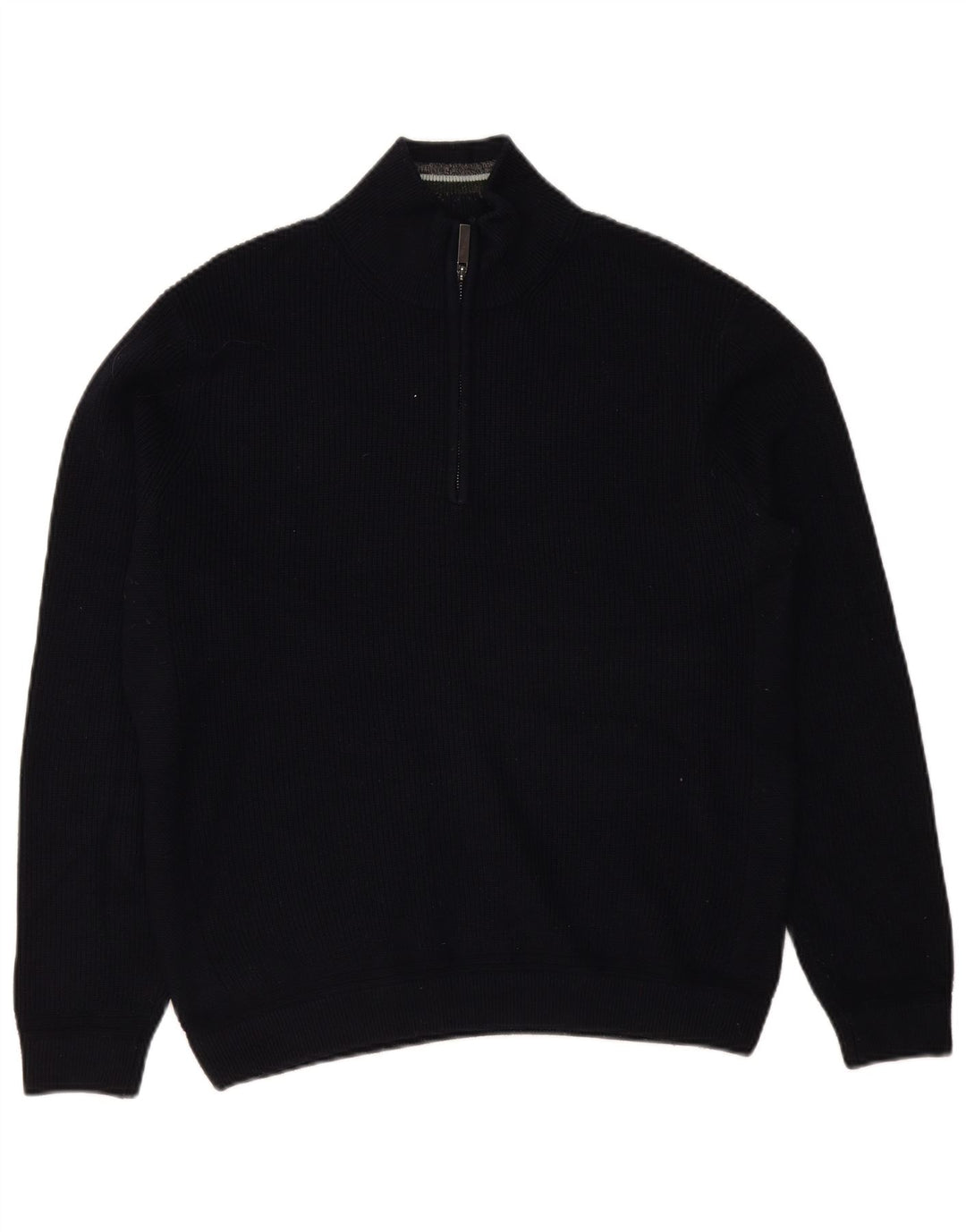 Maglione maglione da uomo con collo con zip Ted Baker taglia 5 XL poliestere blu navy