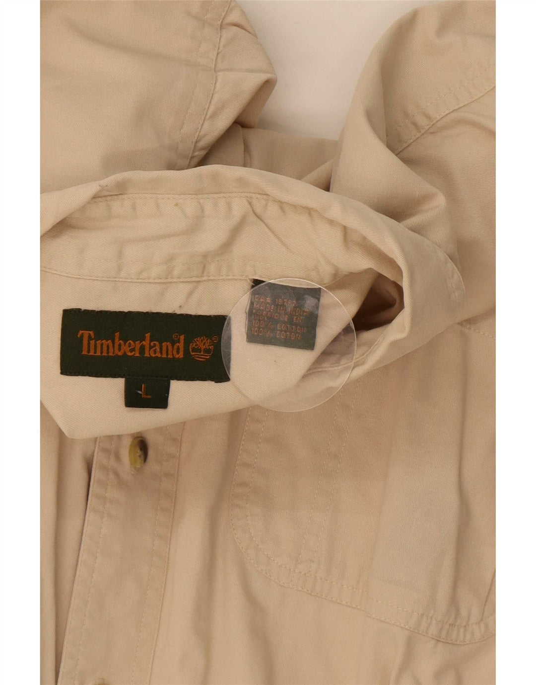 Camicia da uomo Timberland grande in cotone beige
