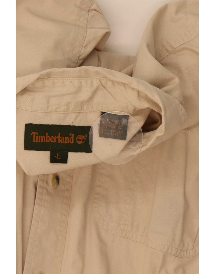 Camicia da uomo Timberland grande in cotone beige
