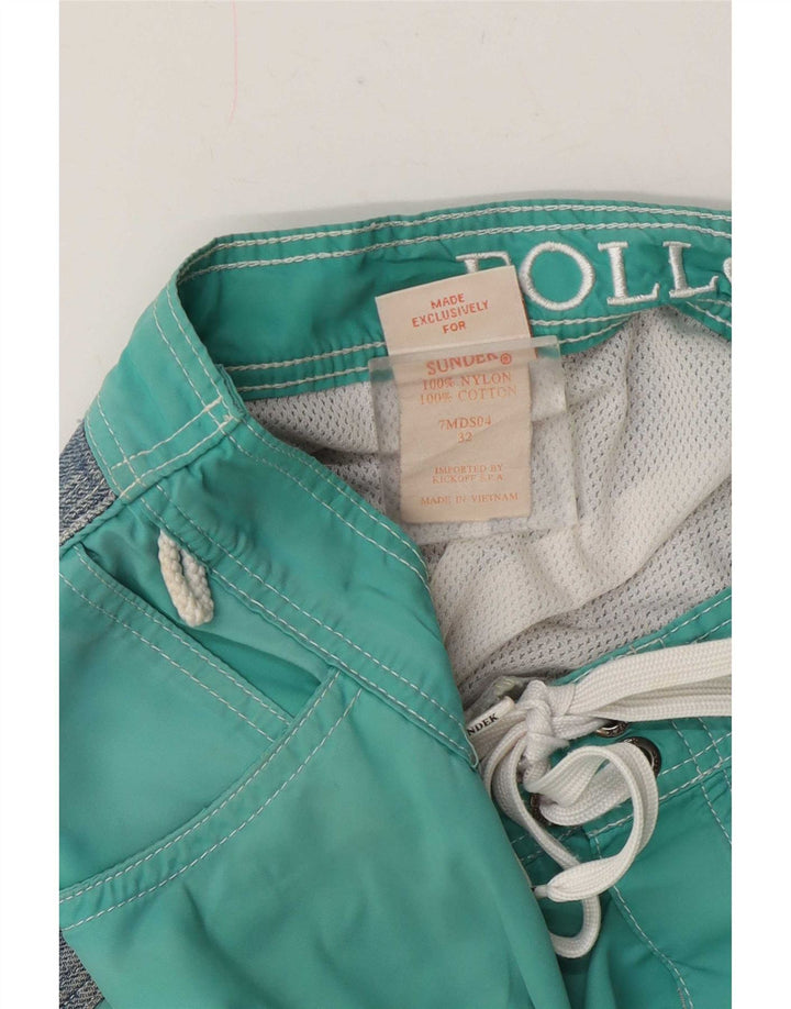 Pantaloncini da bagno da uomo Sundek in cotone color block verde medio