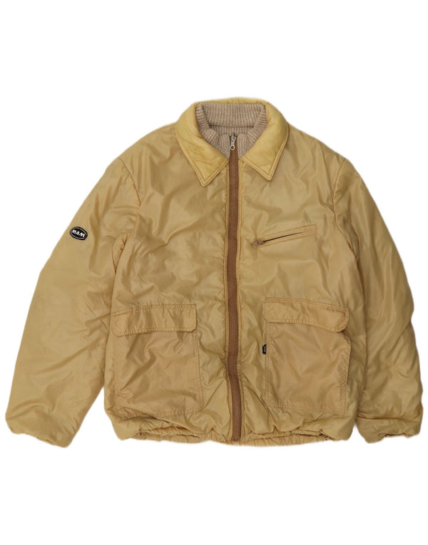 Giubbotto bomber reversibile vintage da uomo UK 36 piccolo beige