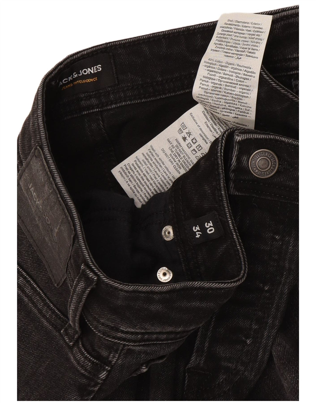Jeans slim da uomo Jack & Jones W30 L34 cotone grigio