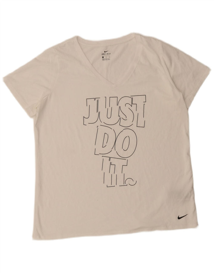T-shirt grafica da donna Nike Dri Fit Top UK 18 XL poliestere bianco