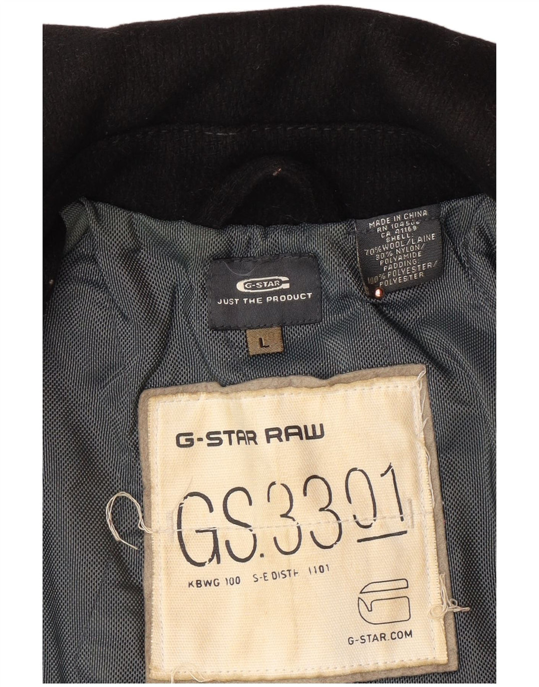 G-STAR Mens Overcoat UK 40 Large Black Wool