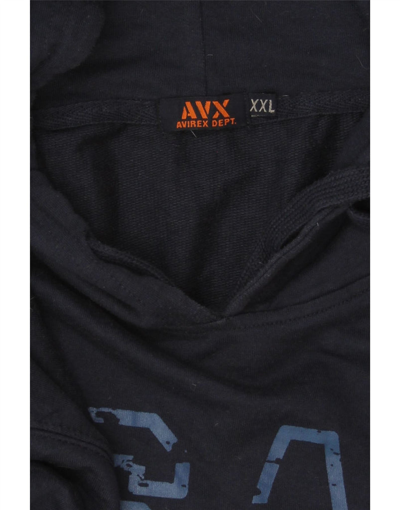 AVIREX Womens Graphic Hoodie Jumper UK 20 2XL Navy Blue Cotton Vintage Avirex and Second-Hand Avirex from Messina Hembry 
