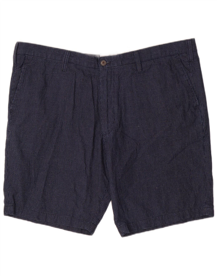 Pantaloncini chino da uomo Marks & Spencer W40 XL blu navy a quadri in cotone