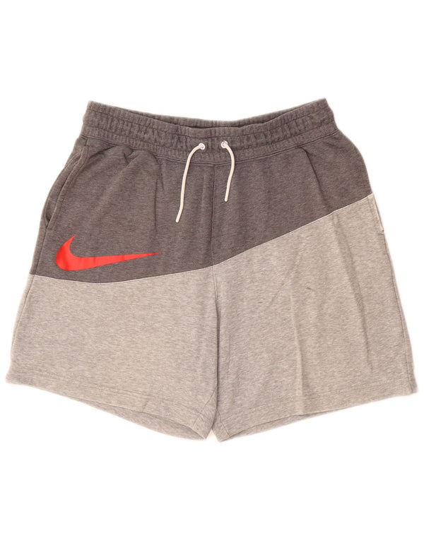 Pantaloncini sportivi da uomo NIKE grandi in cotone color block grigio