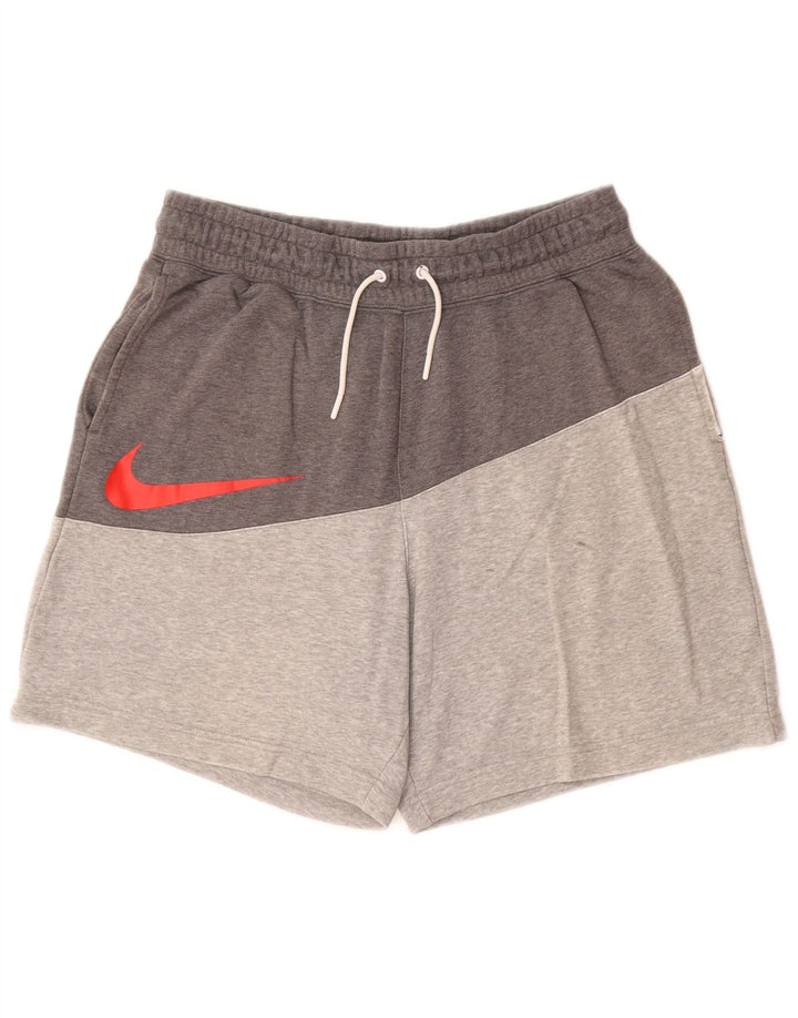 Pantaloncini sportivi da uomo NIKE grandi in cotone color block grigio