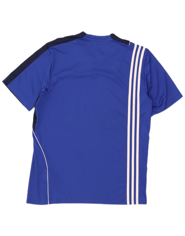 T-shirt grafica Adidas Climalite da uomo UK 42/44 Large Blue Colourblock