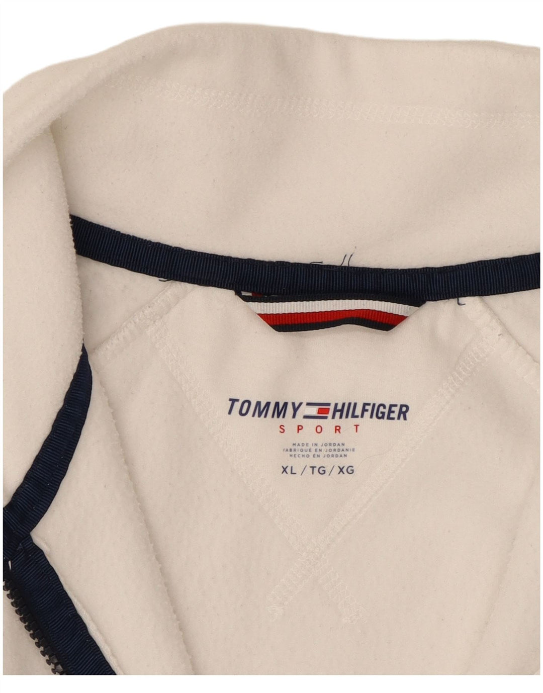 TOMMY HILFIGER Womens Graphic Fleece Jacket UK 18 XL White Polyester