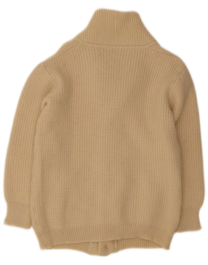 Maglione cardigan vintage da uomo IT 50 lana beige medio
