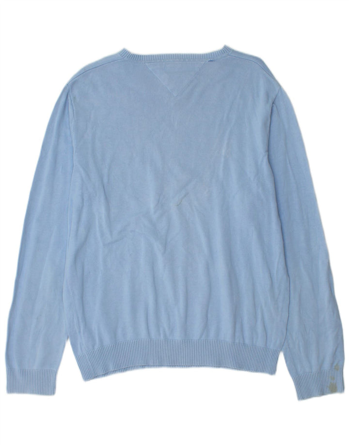 Maglione maglione con scollo a V da uomo Tommy Hilfiger grande cotone blu