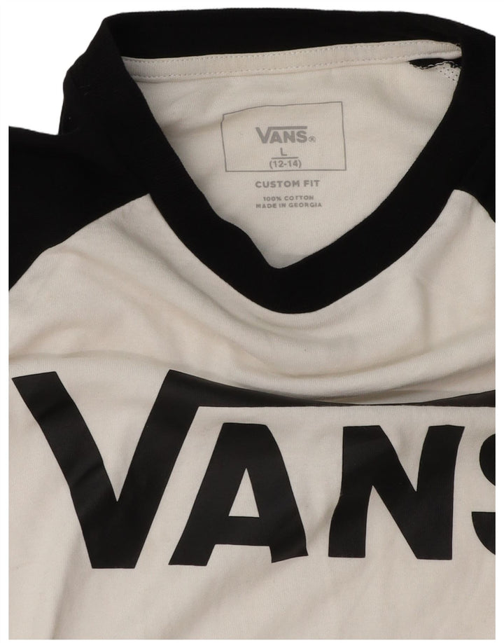 Maglietta grafica da ragazzo Vans manica a 3/4 12-13 anni Large White Colourblock