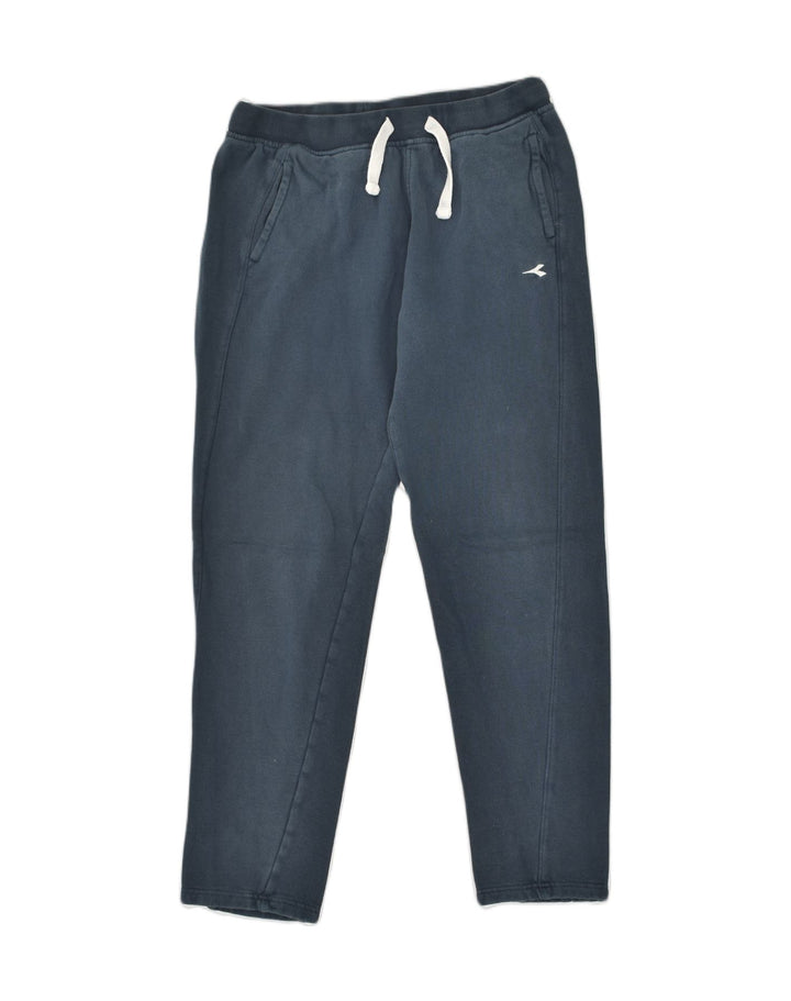 DIADORA Womens Tracksuit Trousers UK 14 Large Navy Blue Cotton | Vintage Diadora | Thrift | Second-Hand Diadora | Used Clothing | Messina Hembry 