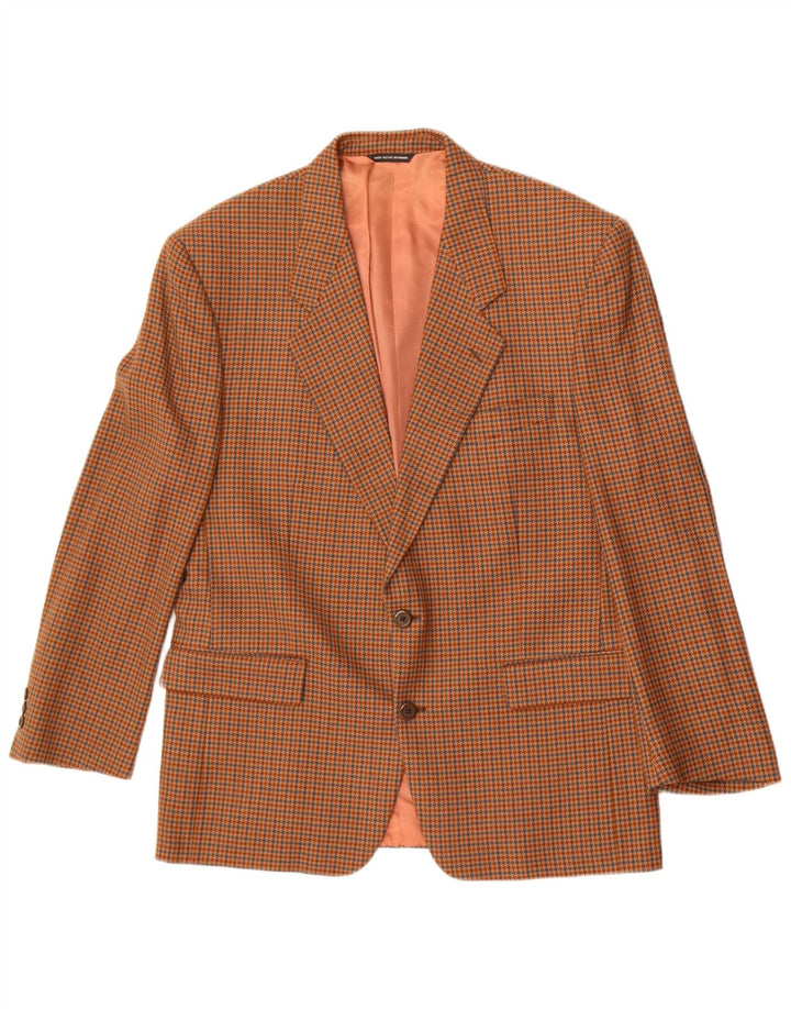 Giacca blazer vintage da uomo a 2 bottoni UK 38 lana pied de poule marrone medio