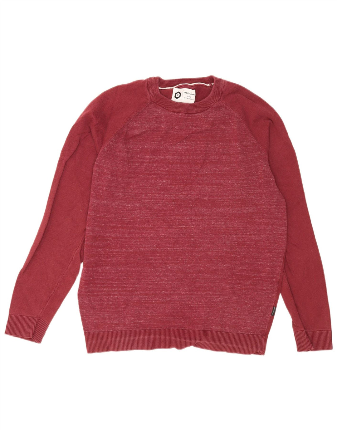 Maglione maglione girocollo da uomo Jack & Jones in cotone screziato rosso medio