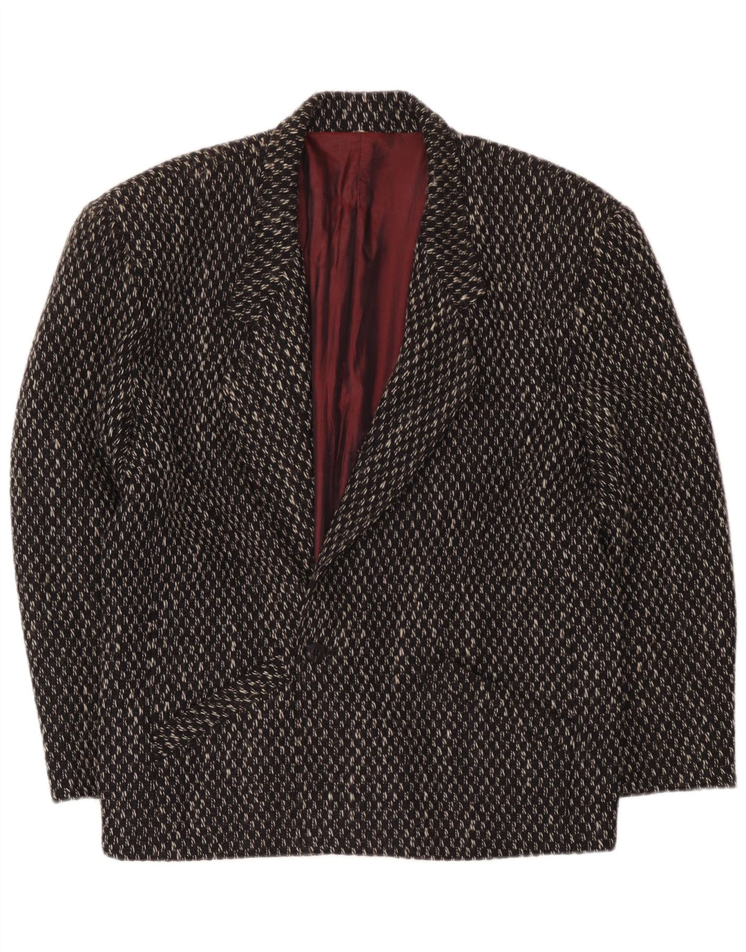 Giacca blazer da uomo a 1 bottone Manhattan UK 40 grande lana a quadri neri