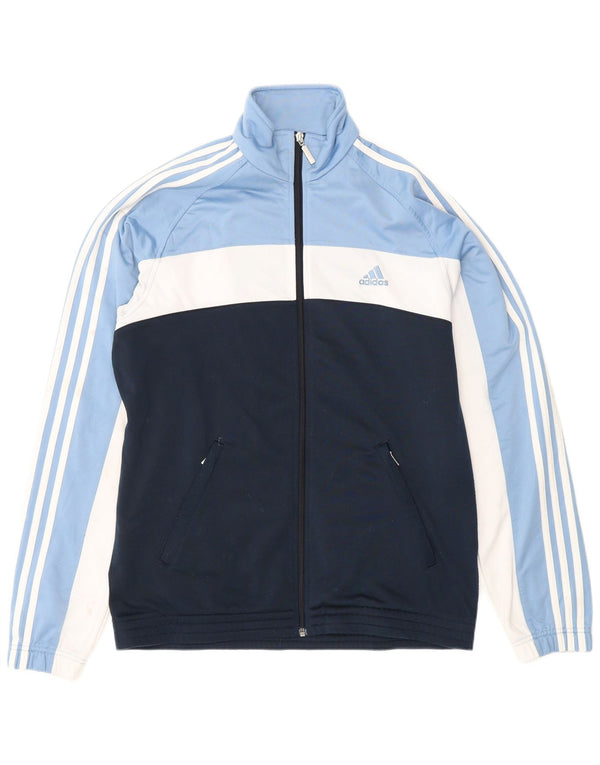 Giacca da tuta da uomo Adidas UK 42/44 Large Blu Colourblock Poliestere