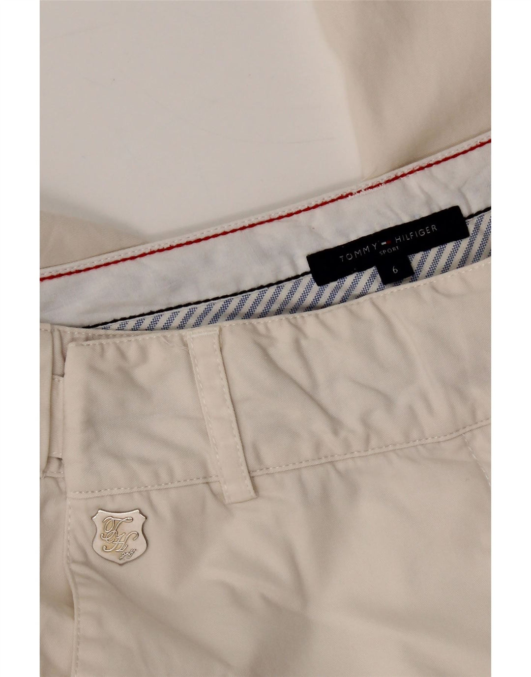 TOMMY HILFIGER Womens Slim Chino Trousers US 6 Medium W28 L31 White Vintage Tommy Hilfiger and Second-Hand Tommy Hilfiger from Messina Hembry 
