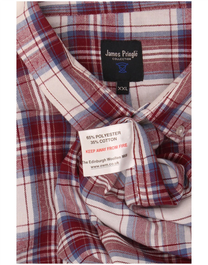 JAMES PRINGLE Camicia da uomo in flanella 2XL Poliestere a quadri bordeaux