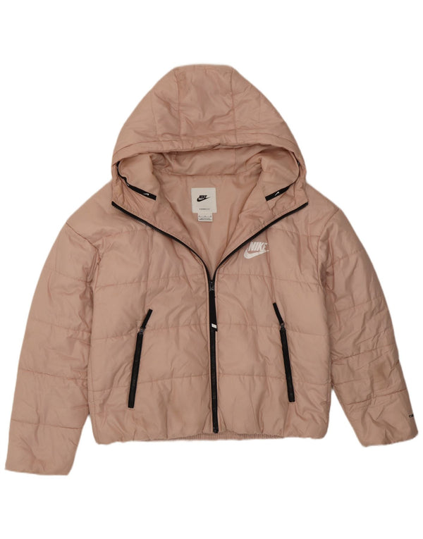 Giacca imbottita con cappuccio Nike Therma-Fit Graphic da donna UK 14 Rosa medio