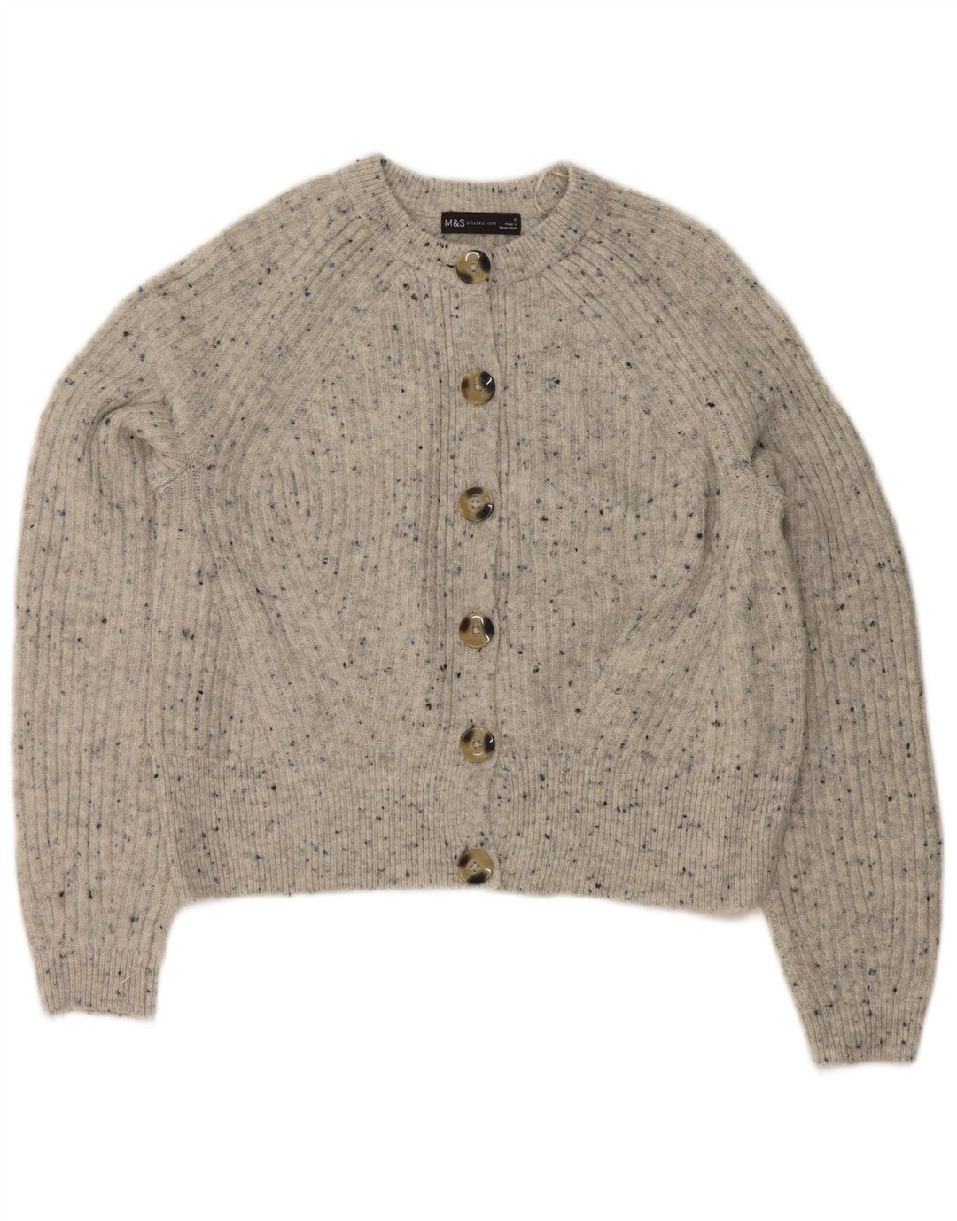 Maglione cardigan corto da donna Marks & Spencer UK 14 Grigio medio chiazzato