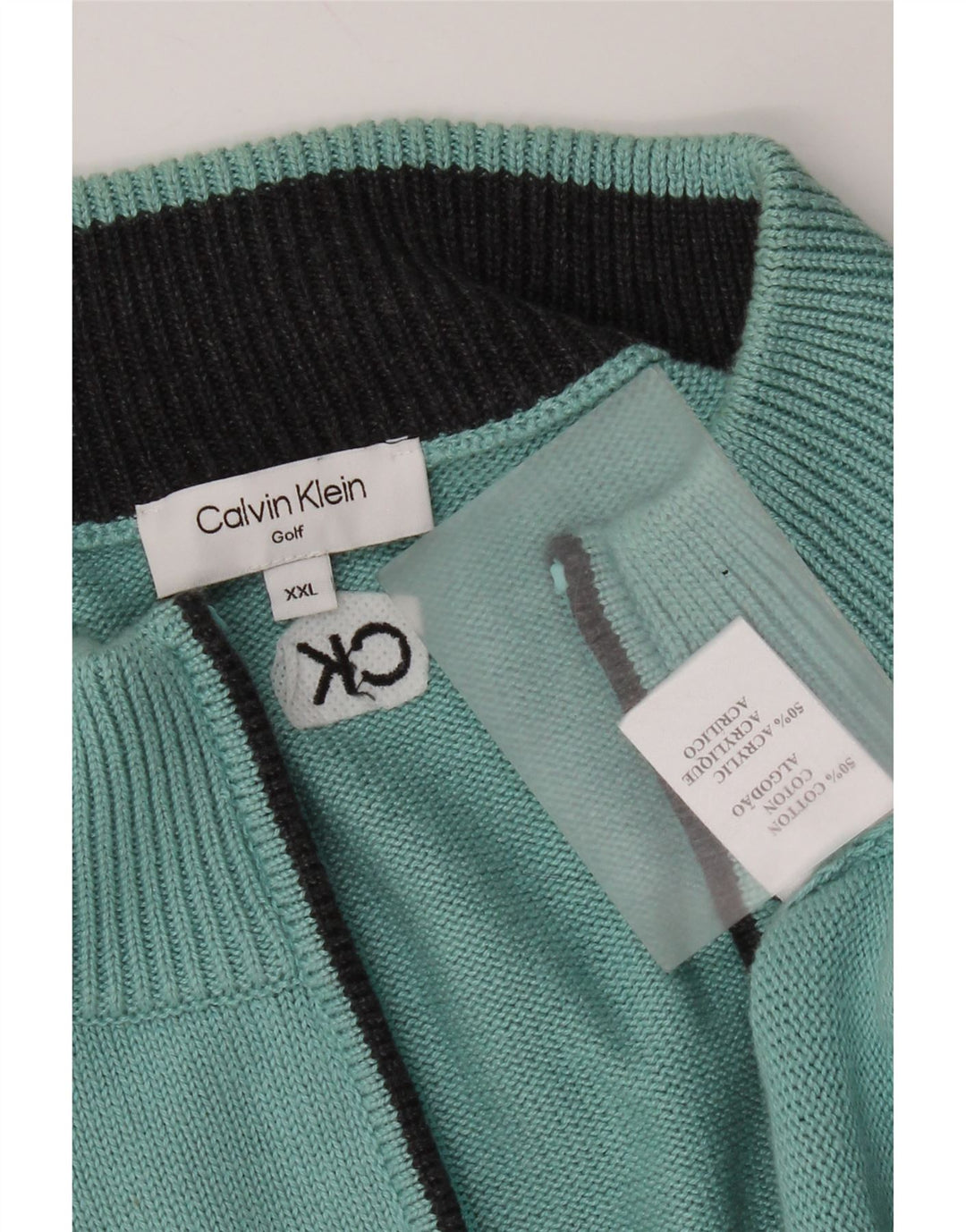 Maglione maglione con zip da uomo Calvin Klein 2XL cotone blu