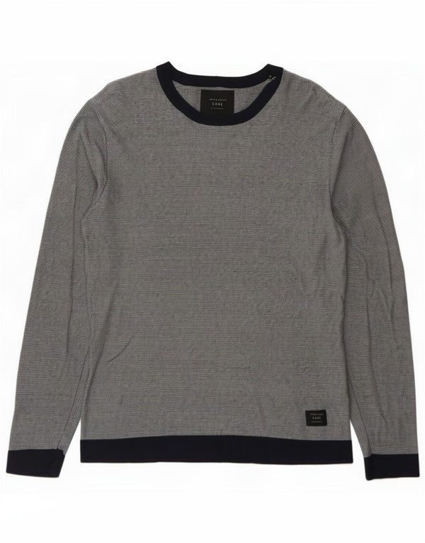 Jack & Jones Top da uomo a maniche lunghe grande in cotone a righe blu navy