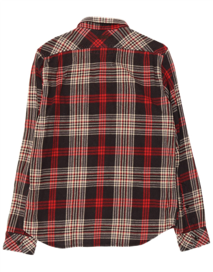 Camicia in flanella da uomo slim fit a quadri Marlboro Classics, motivo a quadri neri grandi