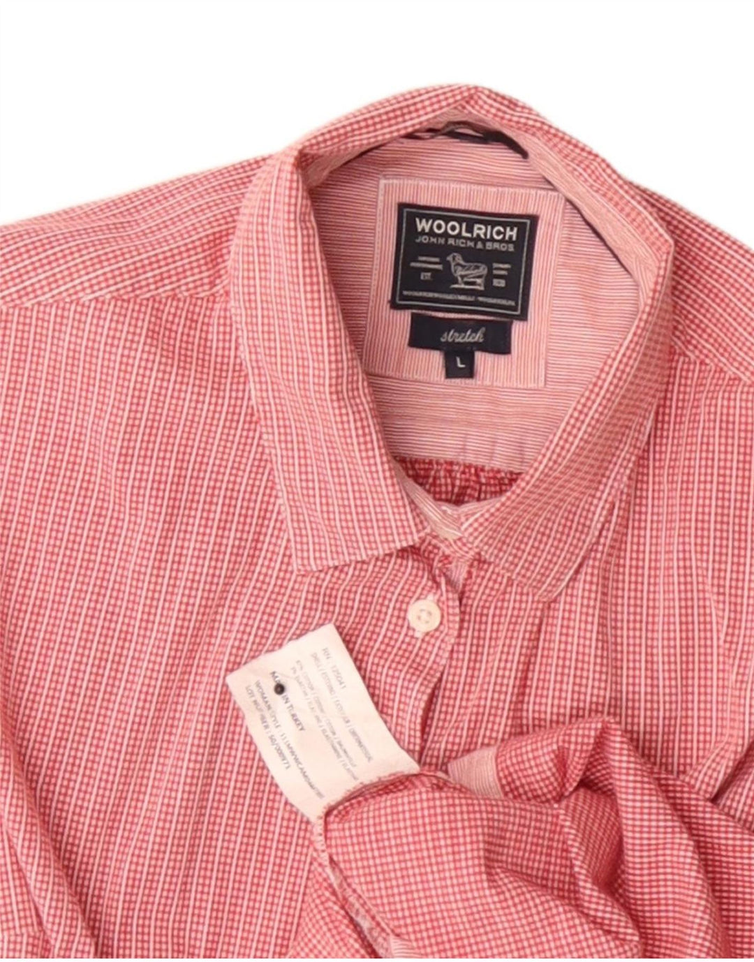 Camicia slim fit a maniche corte da donna Woolrich UK 14 grande cotone a quadri rossi