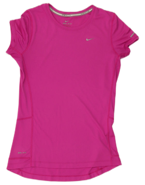 T-shirt NIKE Dri Fit da donna Top UK 8 Small Rosa Poliestere