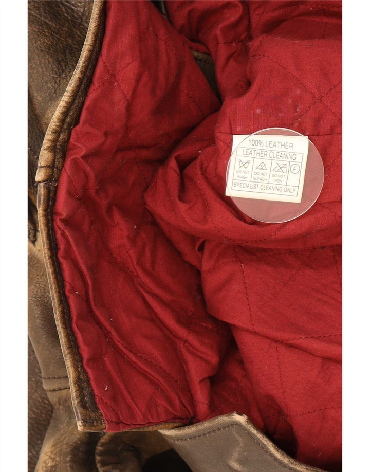 Giacca in pelle vintage da uomo UK 42 XL Marrone