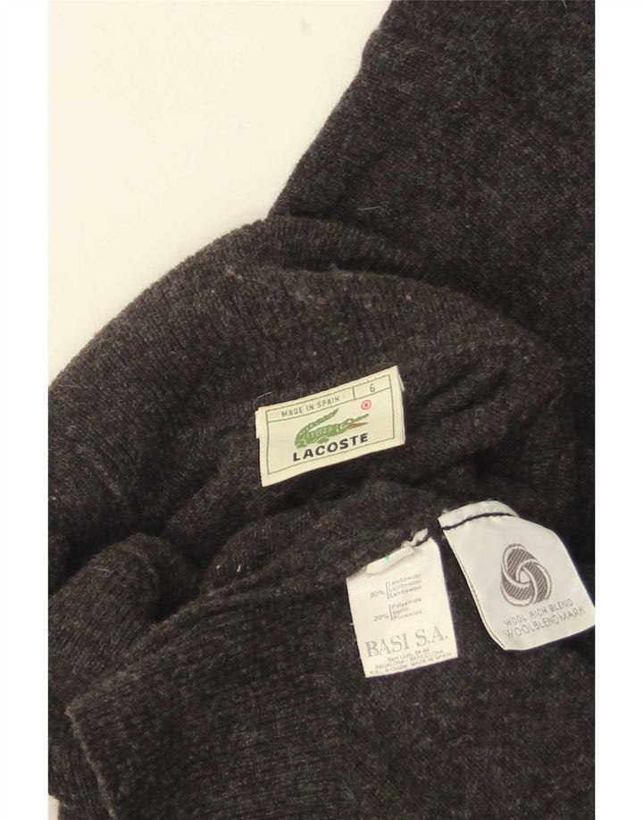 Maglione maglione da uomo a collo alto Lacoste taglia 6 XL lana d'agnello grigia