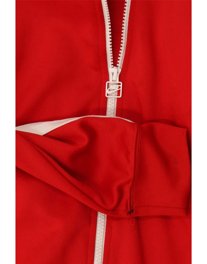 Felpa con cappuccio e zip grafica Nike da uomo, piccola, in poliestere color block rosso